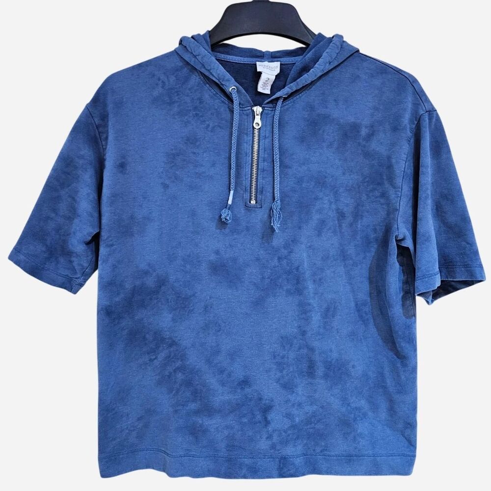 boho hippie blue tie dye quarter zip hoodie